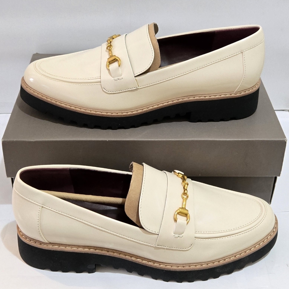 Franco Sarto Women's Lug Sole Colette Vanilla‎ Faux Leather Loafers